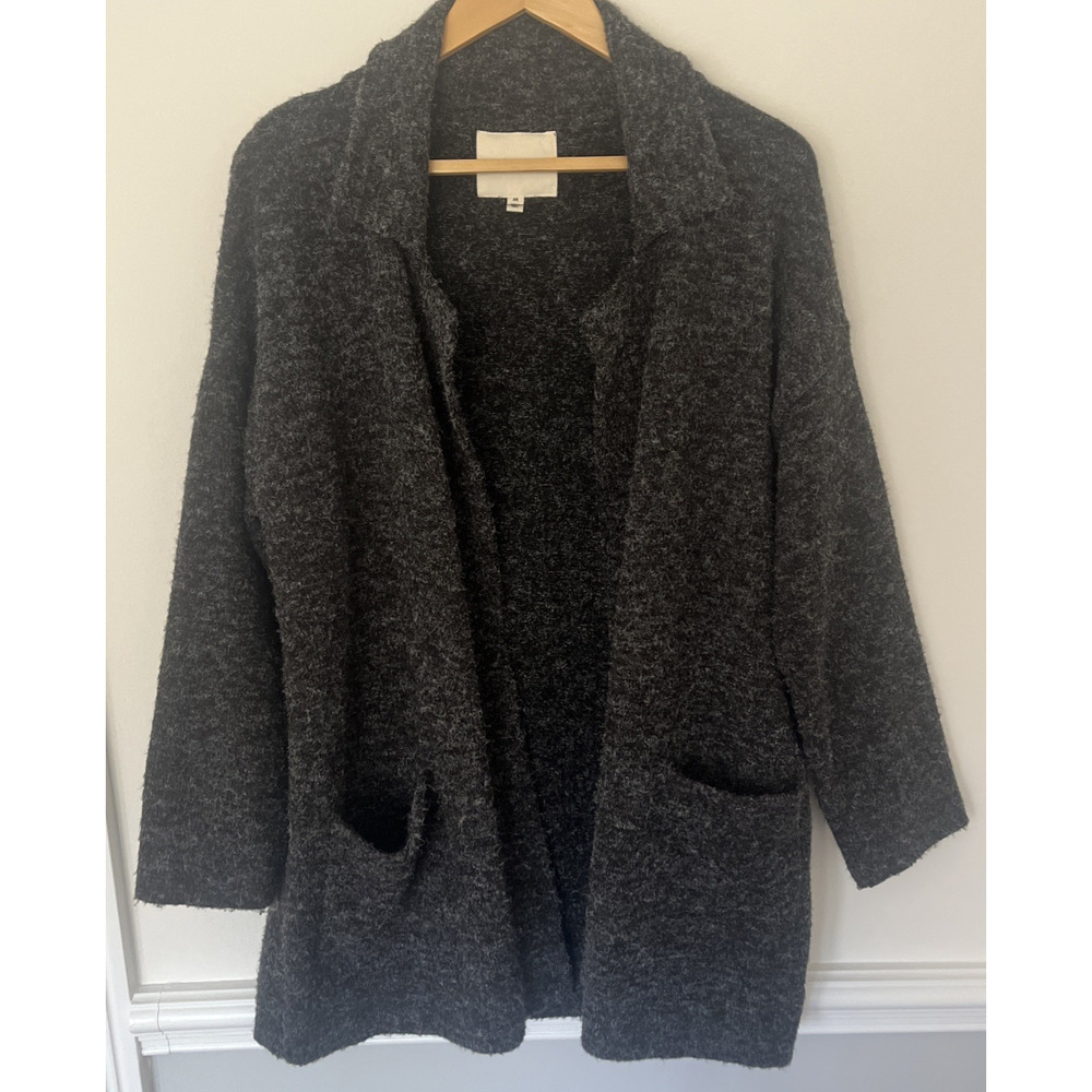 Thread And Supply Oversized Cardigan Coatigan Medium Dark Gray Chunky Knit